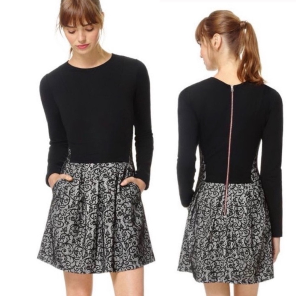 Wilfred Tartine Mini Dress Fit Flare Party Cocktail Size 4 Fabric Made in Japan